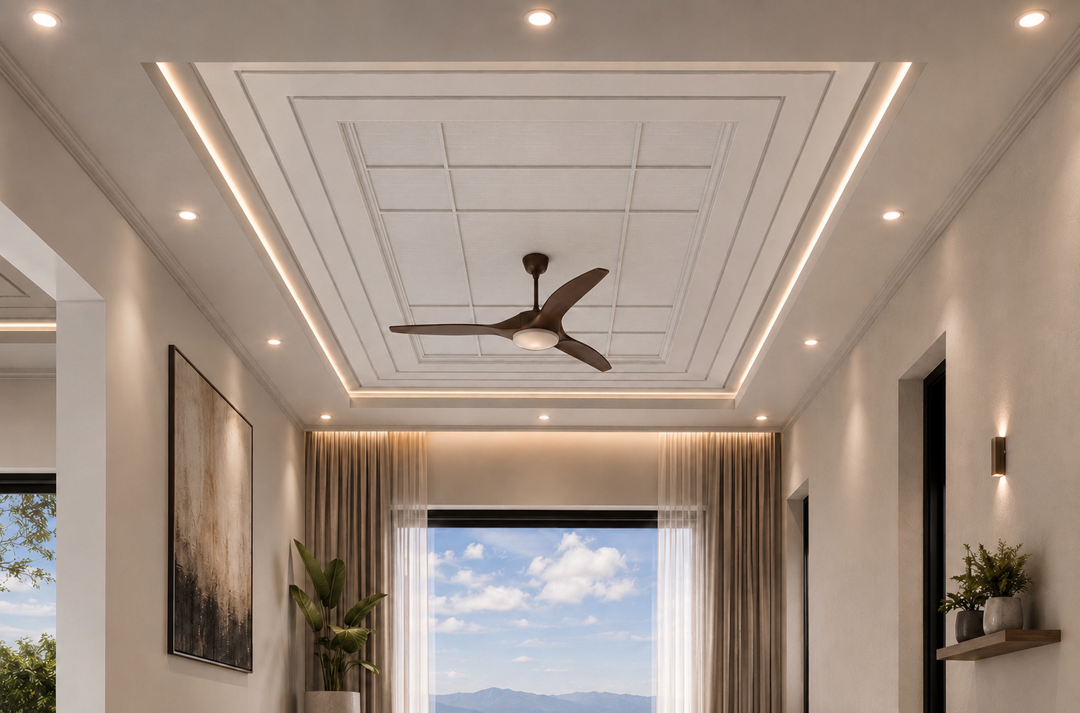 Panelled Joinery Study — related ivory ceiling scheme